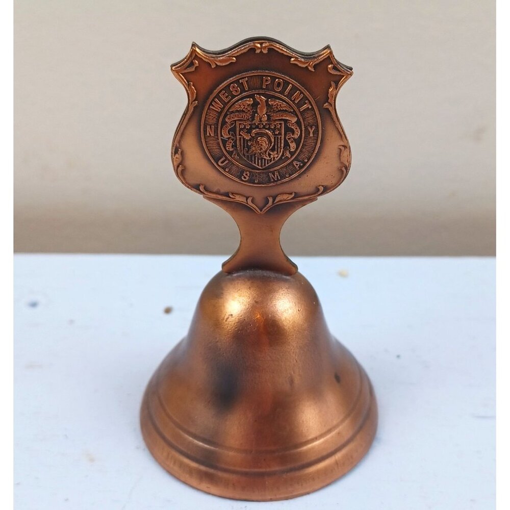 West Point USMA Bronze Desk Bell With Shield Emblem Vintage Collectible Item